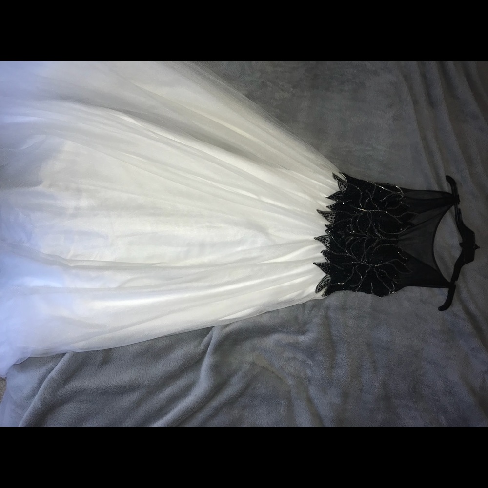 Black White and Gold Prom Dress